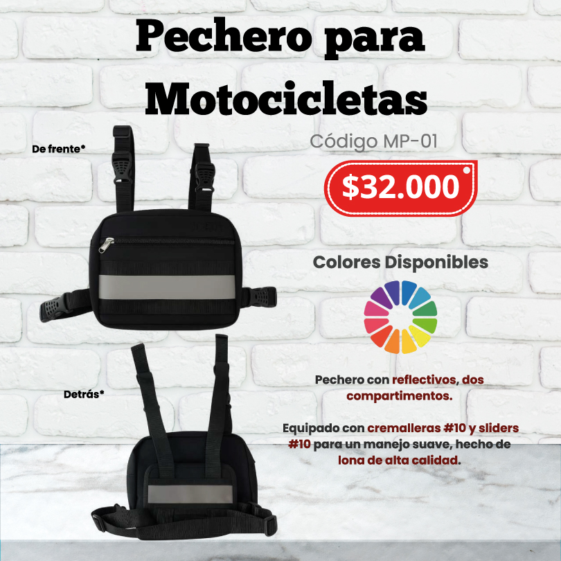 Pechero para motociclista-Bordy-color negro con gris